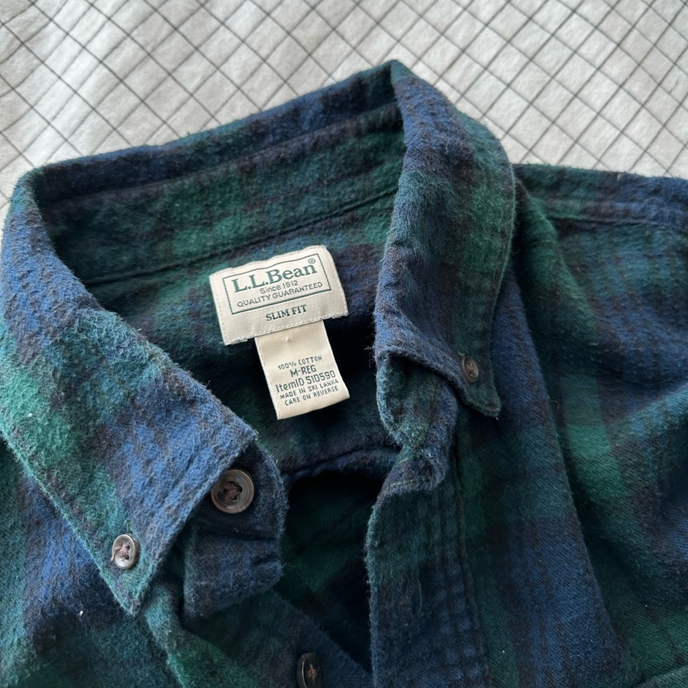 L.L.Bean Slim Fit Flannel Cotton Long Sleeve Button Up Shirt